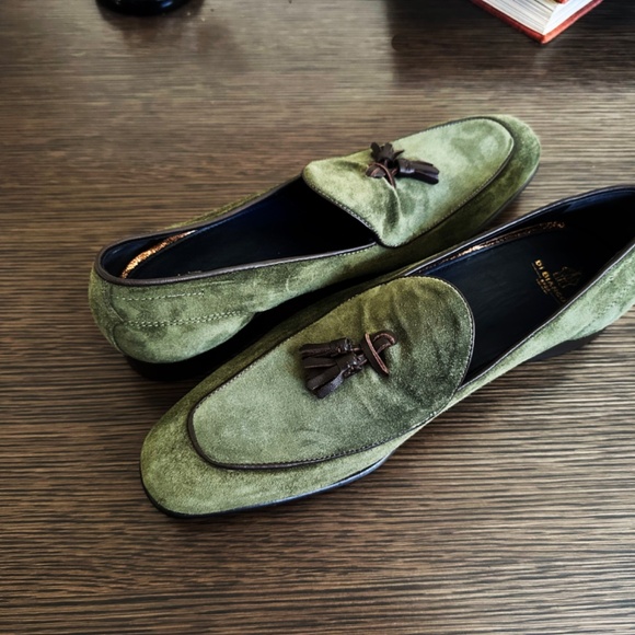 Di Bianco Vomero Tassel Loafers – Men’s 11.5 – Green Suede – Made in Italy
